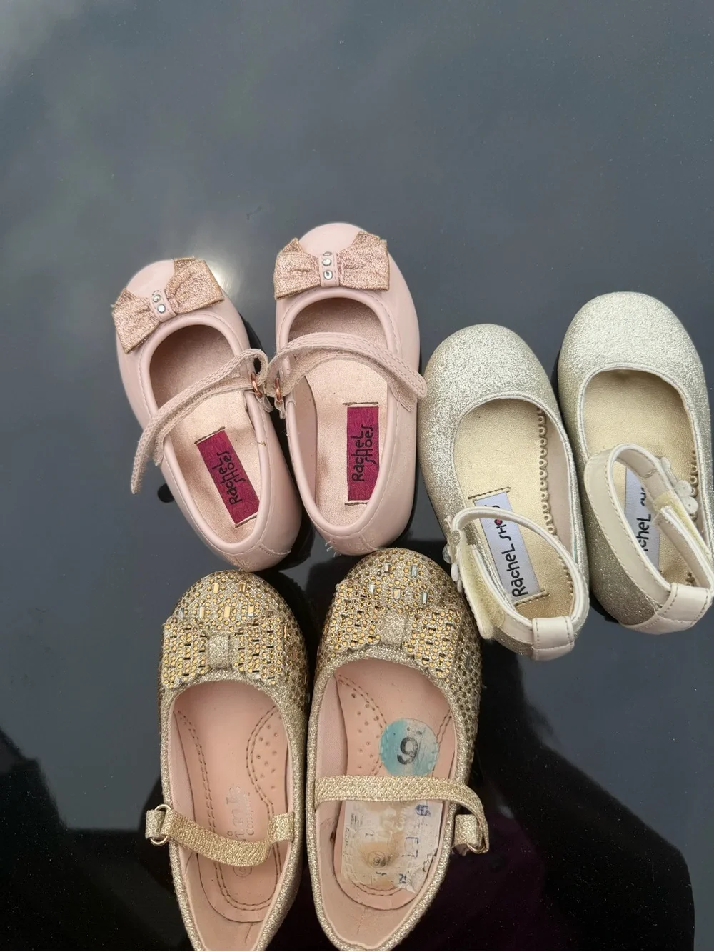 Rachel Girls' Pink and Gold Glitter Mary Jane Flats